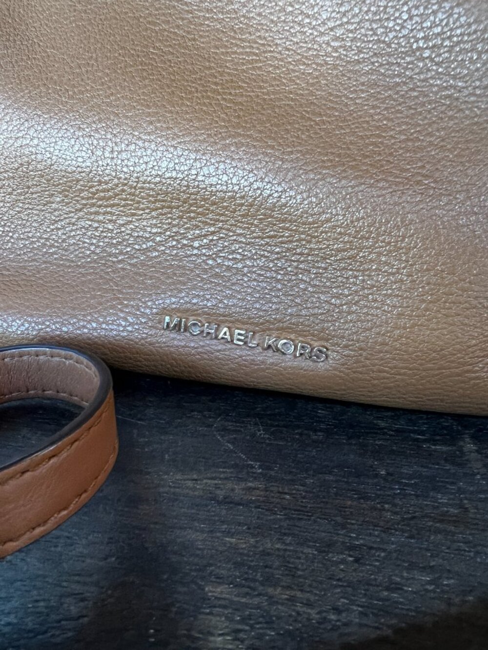 Michael Kors Jet Set Chain Crossbody Bag Brown Leather Acorn MK Messenger - Picture 3 of 5